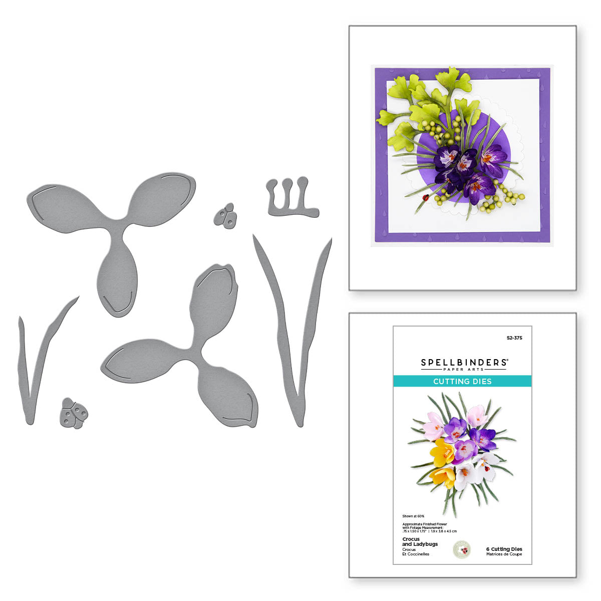 Matrices de découpe Crocus et Coccinelles de la collection Snow Garden par Susan Tierney-Cockburn