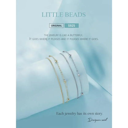 925 Sterling Silver Double Bead Chain Bracelet