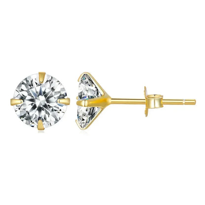 Cz Stud Earrings - 925 Sterling Silver Platinum Plated - Round Cubic Zirconia Hypoallergenic Earrings 4Mm 5Mm 6Mm 7Mm Bse166