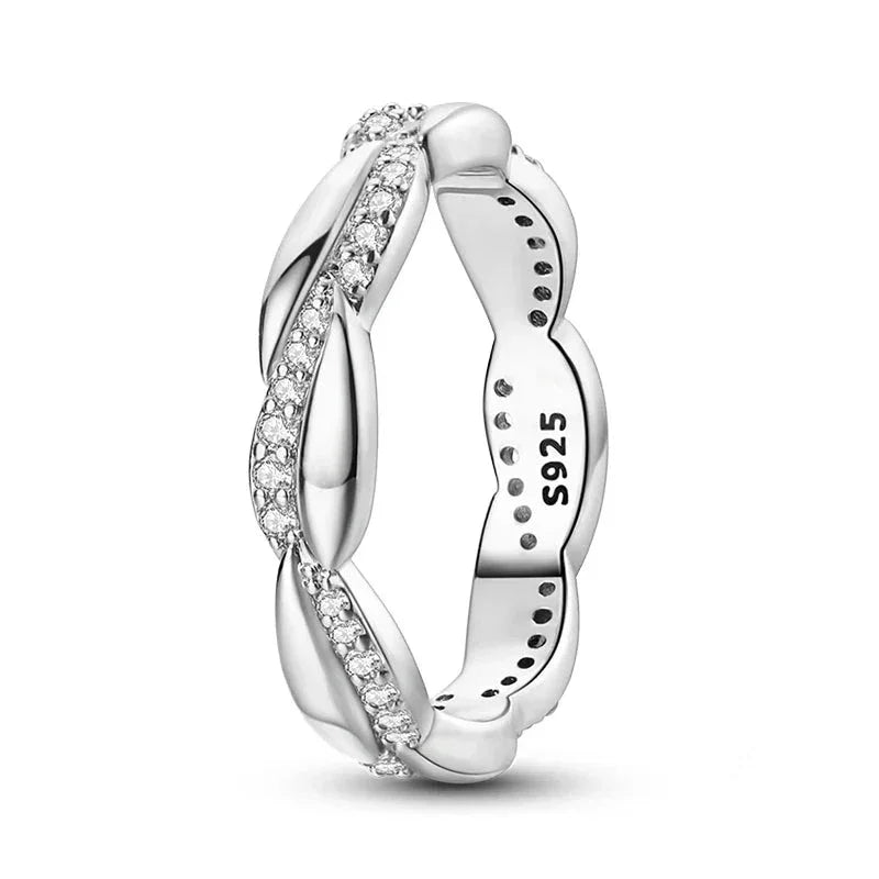 925 Sterling Silver Twisted CZ Band Ring