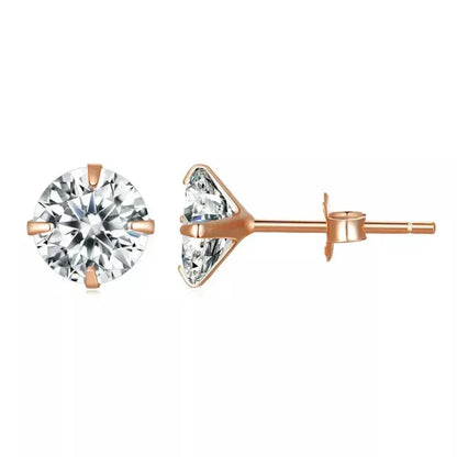 Cz Stud Earrings - 925 Sterling Silver Platinum Plated - Round Cubic Zirconia Hypoallergenic Earrings 4Mm 5Mm 6Mm 7Mm Bse166