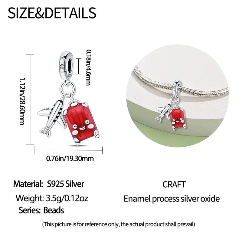 Crimson Horizons Sterling Silver Travel Charm
