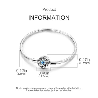 Sterling Silver Celtic Snowflake Charm Bracelet with Blue CZ
