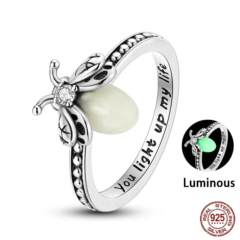 925 Sterling Silver Luminous Firefly Ring