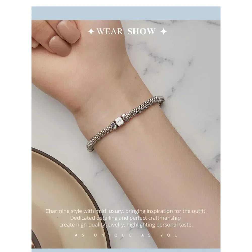 Sterling Silver Braided Square Buckle Bracelet