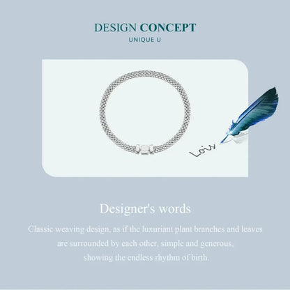 Sterling Silver Braided Square Buckle Bracelet