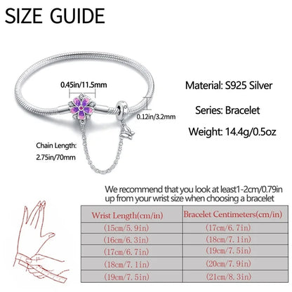 Sterling Silver Snowflake Clasp Bracelet with CZ