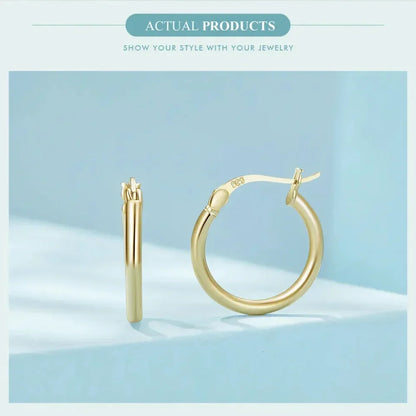Boucles d'oreilles créoles en argent sterling 925 plaqué or blanc 14 carats | Créoles hypoallergéniques 24 mm