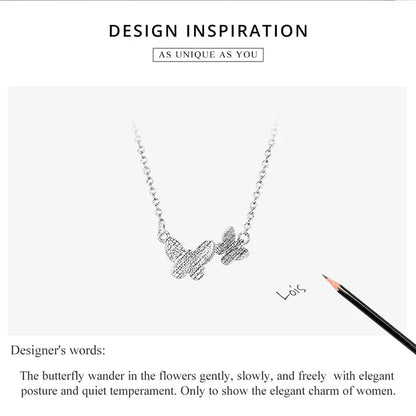 Soar with Style: Blue Zircon Korean Style Sterling Silver Butterfly Necklace