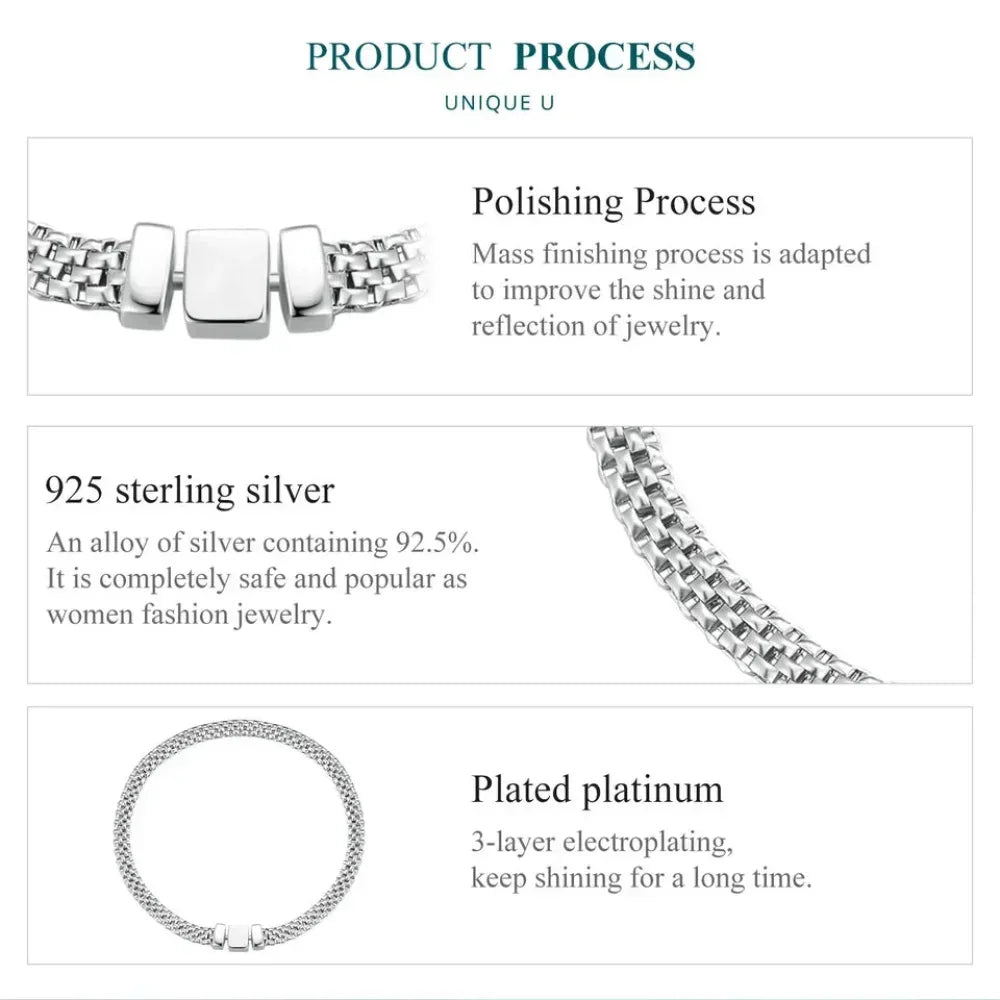 Sterling Silver Braided Square Buckle Bracelet