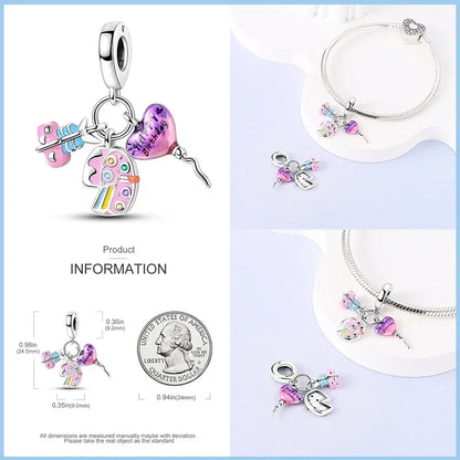 Festive Fun Sterling Silver Birthday Charm