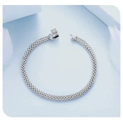 Sterling Silver Braided Square Buckle Bracelet