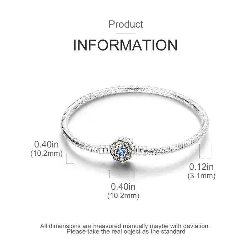 Sterling Silver Snowflake Clasp Bracelet with CZ