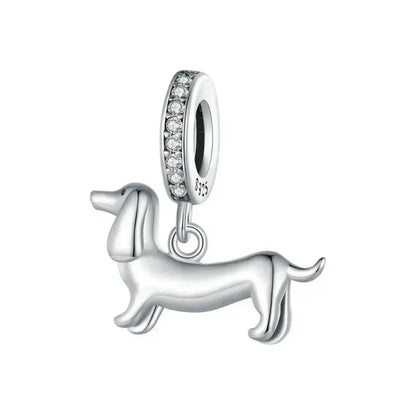 Genuine 925 Sterling Silver Pet Dog Charm For Bracelet - Poodle Dachshund Pendant