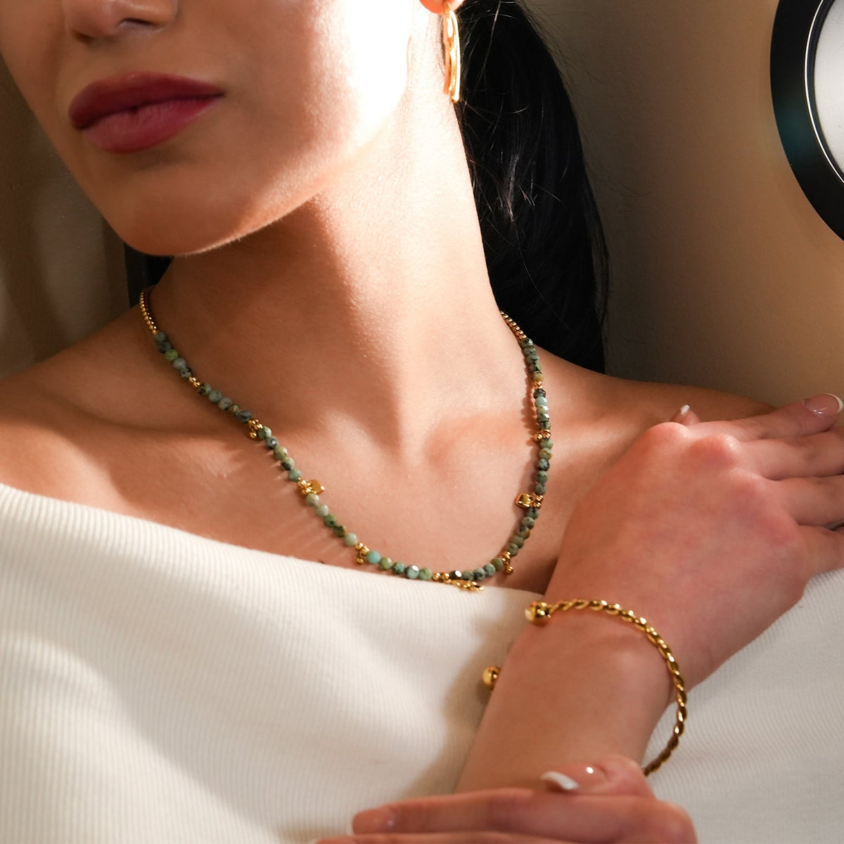 SAFIYA : Élégance tressée - Bracelet réglable en corde avec perles