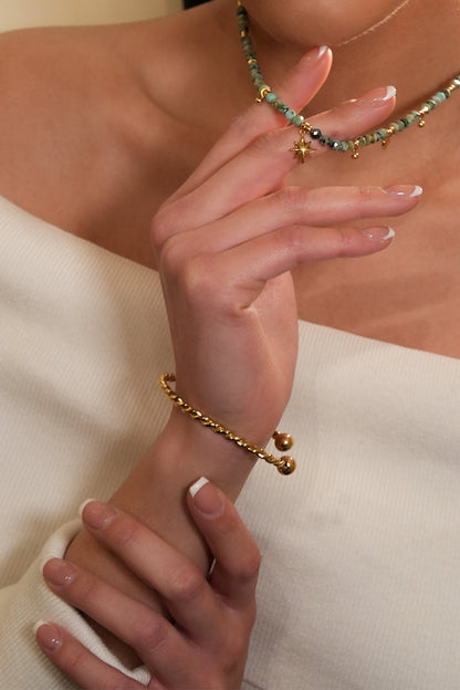 SAFIYA : Élégance tressée - Bracelet réglable en corde avec perles