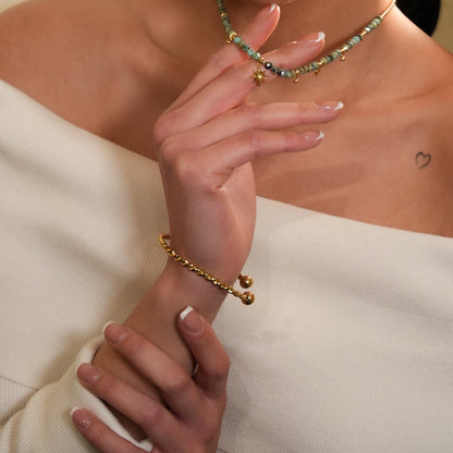 SAFIYA : Élégance tressée - Bracelet réglable en corde avec perles
