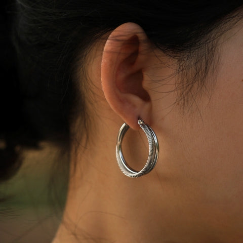 Style SAJAN : Boucles d'oreilles créoles doubles en argent