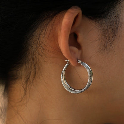 Style SAJAN : Boucles d'oreilles créoles doubles en argent