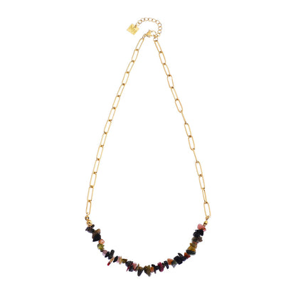 SALINAS Paper-Clip Linked Chain & TOURMALINE Gemstones Combination Necklace