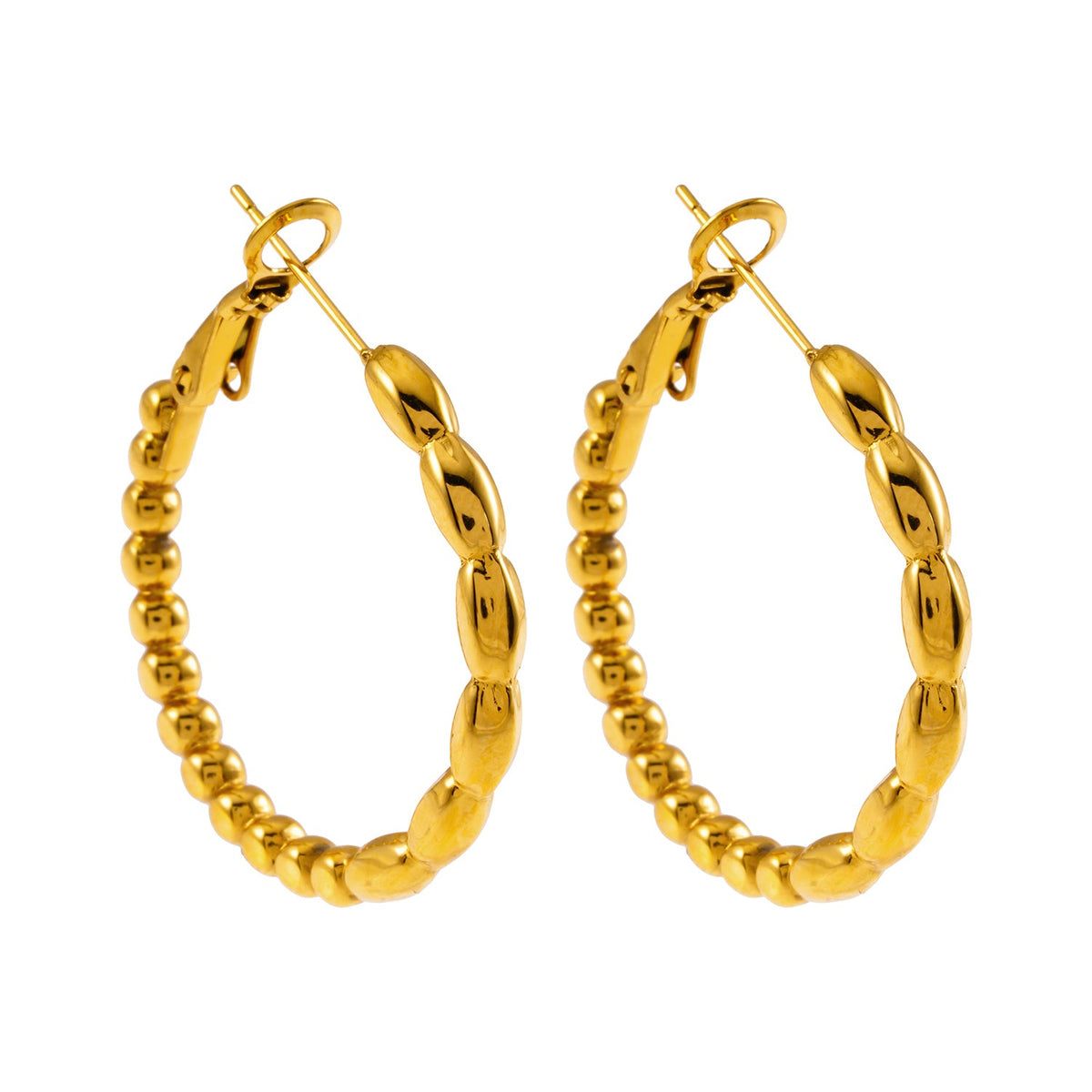 SAOREI: Boucles d'oreilles créoles à double perle