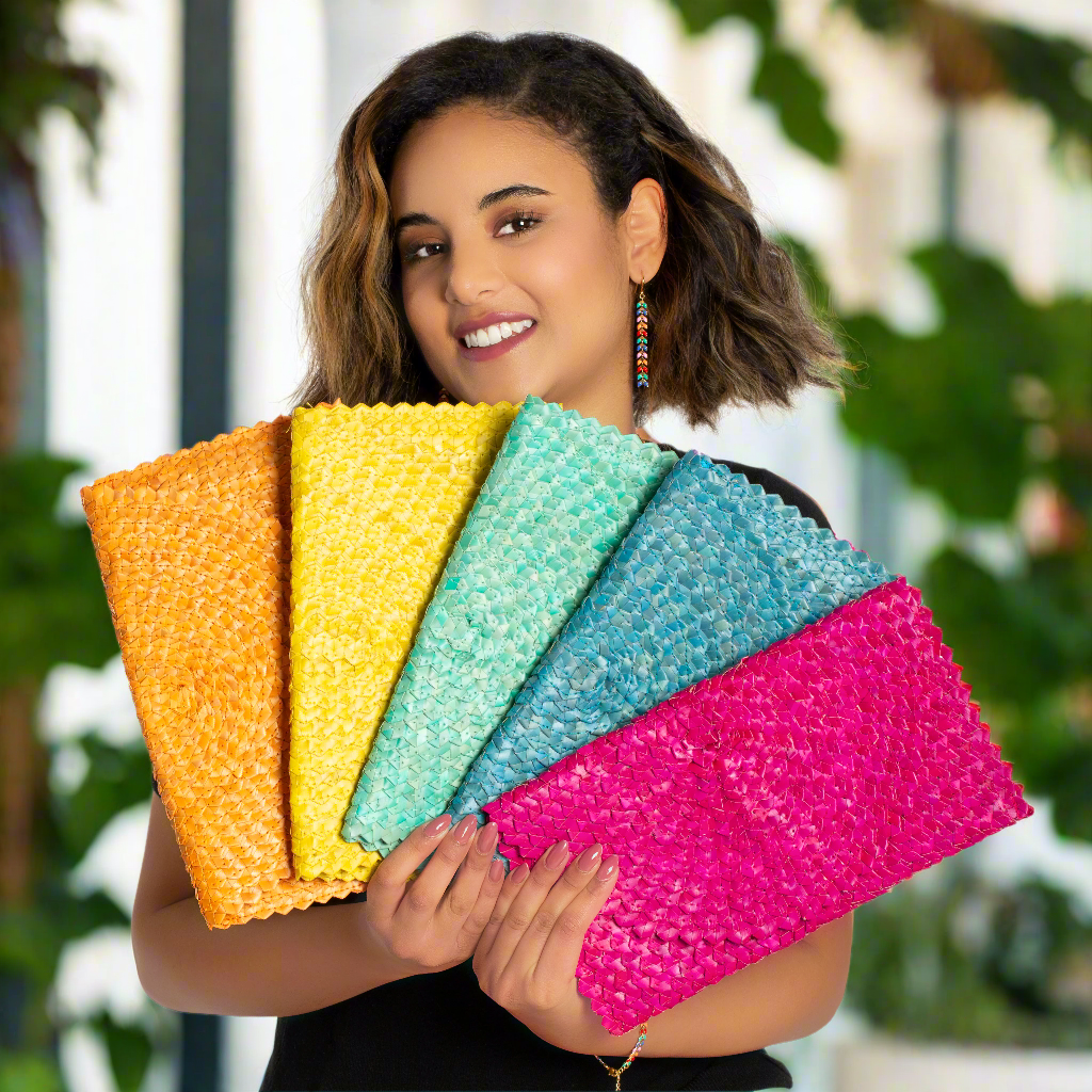 Pandan Leaf Clutch Purse - Pink