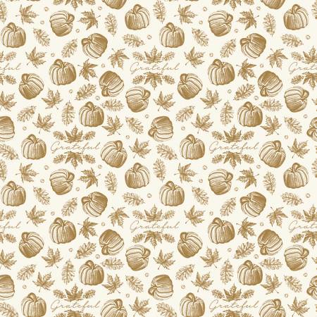 Riley Blake - Shades Of Autumn - Icônes crème avec paillettes - SC13475R-CREAM