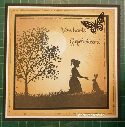 Tampon transparent Silhouette Fille Au Lièvre