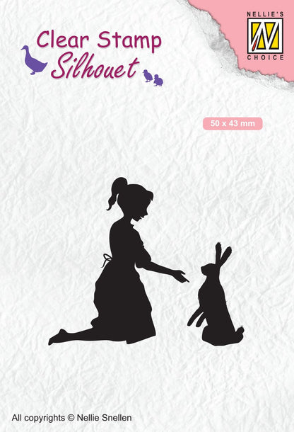 Tampon transparent Silhouette Fille Au Lièvre