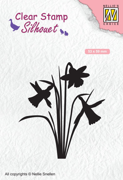 Tampon transparent silhouette jonquille