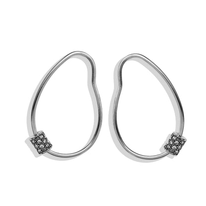 Boucles d'oreilles créoles SIMAN en argent avec pavé zircone de forme irrégulière