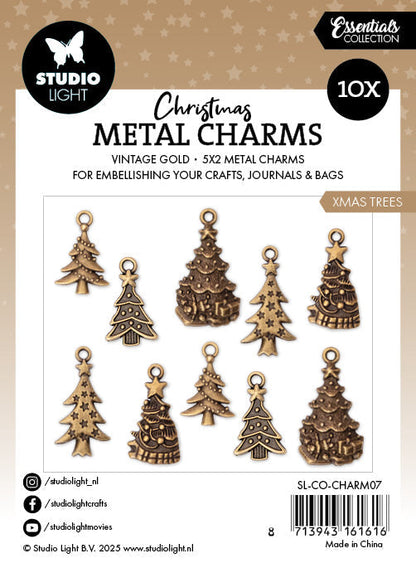 Breloques en métal SL Arbres de Noël Essentiels 10 pièces