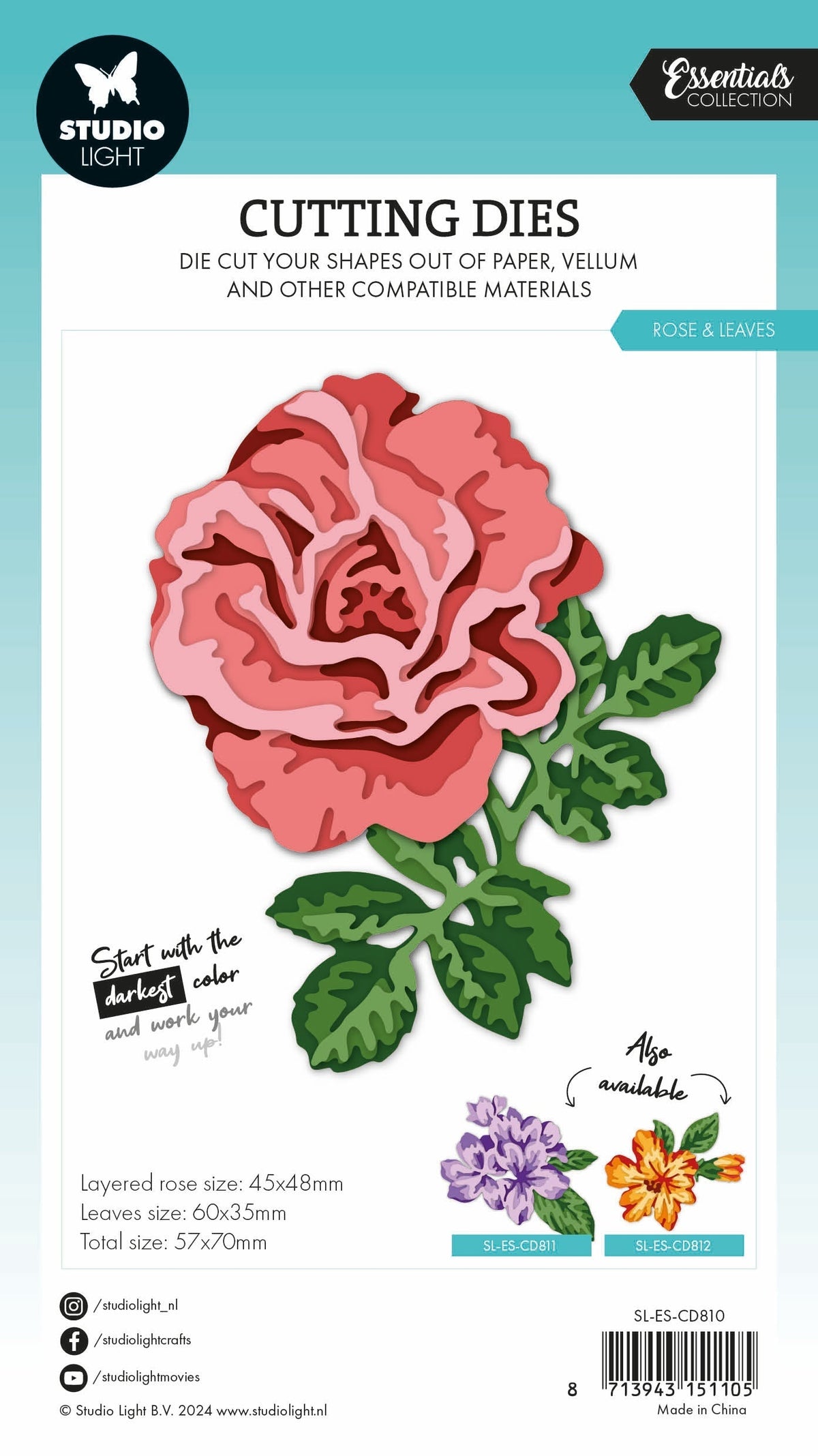 SL Matrices de découpe superposées – Rose et Feuilles Essentielles 8 pièces