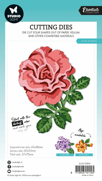 SL Matrices de découpe superposées – Rose et Feuilles Essentielles 8 pièces