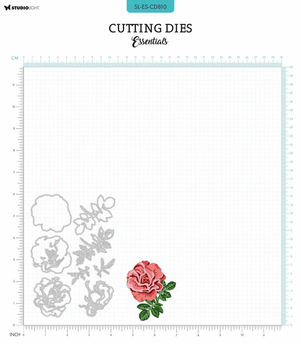 SL Matrices de découpe superposées – Rose et Feuilles Essentielles 8 pièces