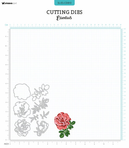 SL Matrices de découpe superposées – Rose et Feuilles Essentielles 8 pièces