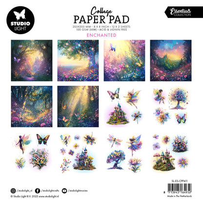 Bloc de papier collage SL Enchanted Essentials 203x203x5mm 24 feuilles