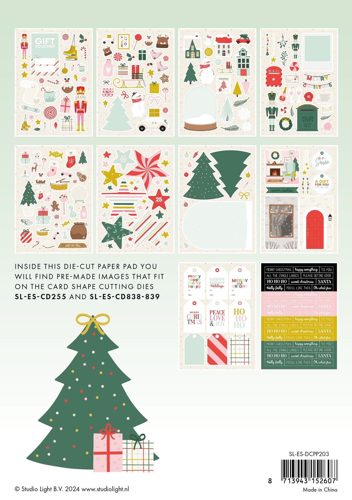 SL Bloc de papier découpé Doux Essentiels de Noël 20 feuilles