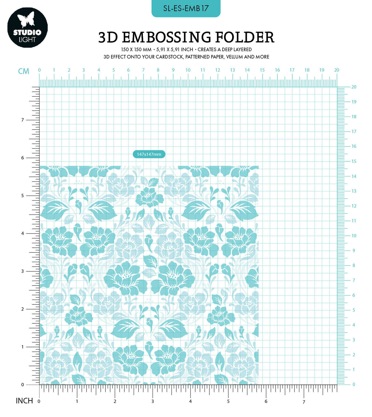 SL Plaque de gaufrage motif floral Essentials 150x150x4mm 1 PC n°17