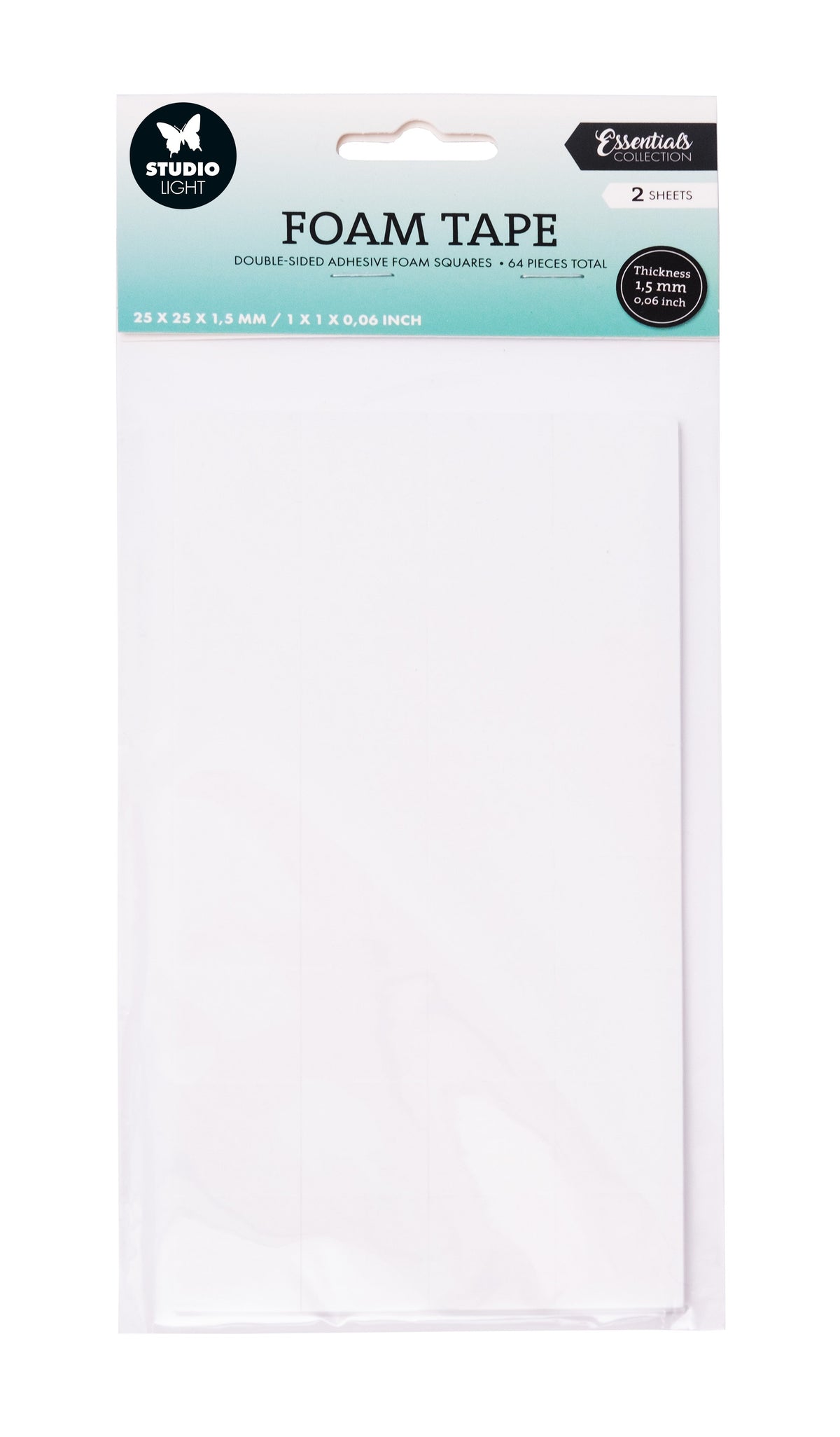 SL Ruban Mousse Double Face Blocs 25x25mm Outils Essentiels 64 PC