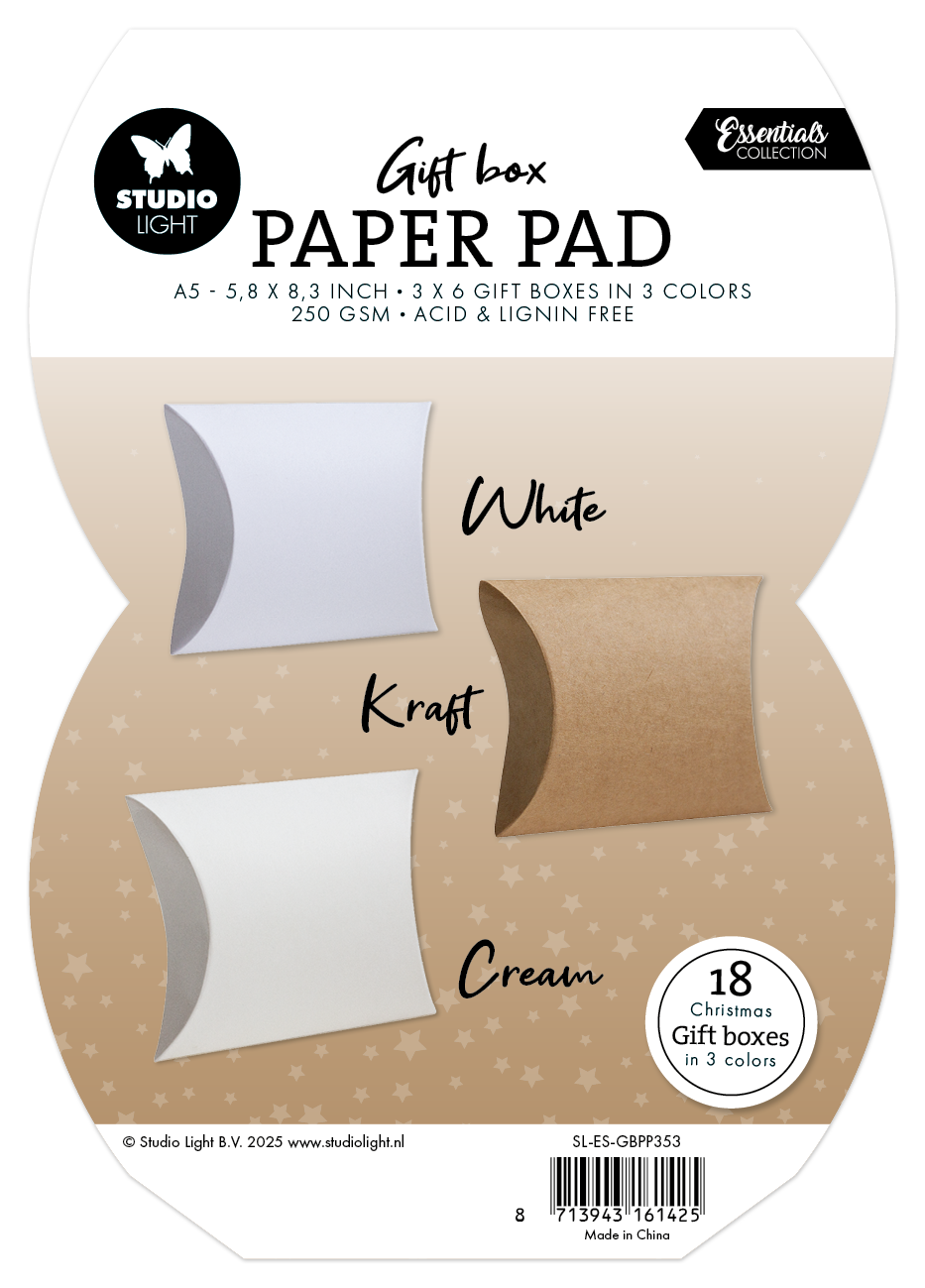 SL Boîte cadeau bloc-notes en papier boîte oreiller l'essentiel 18 feuilles