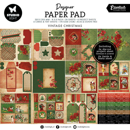 SL Bloc de papier mélangé - Essentiels de Noël vintage - 36 feuilles