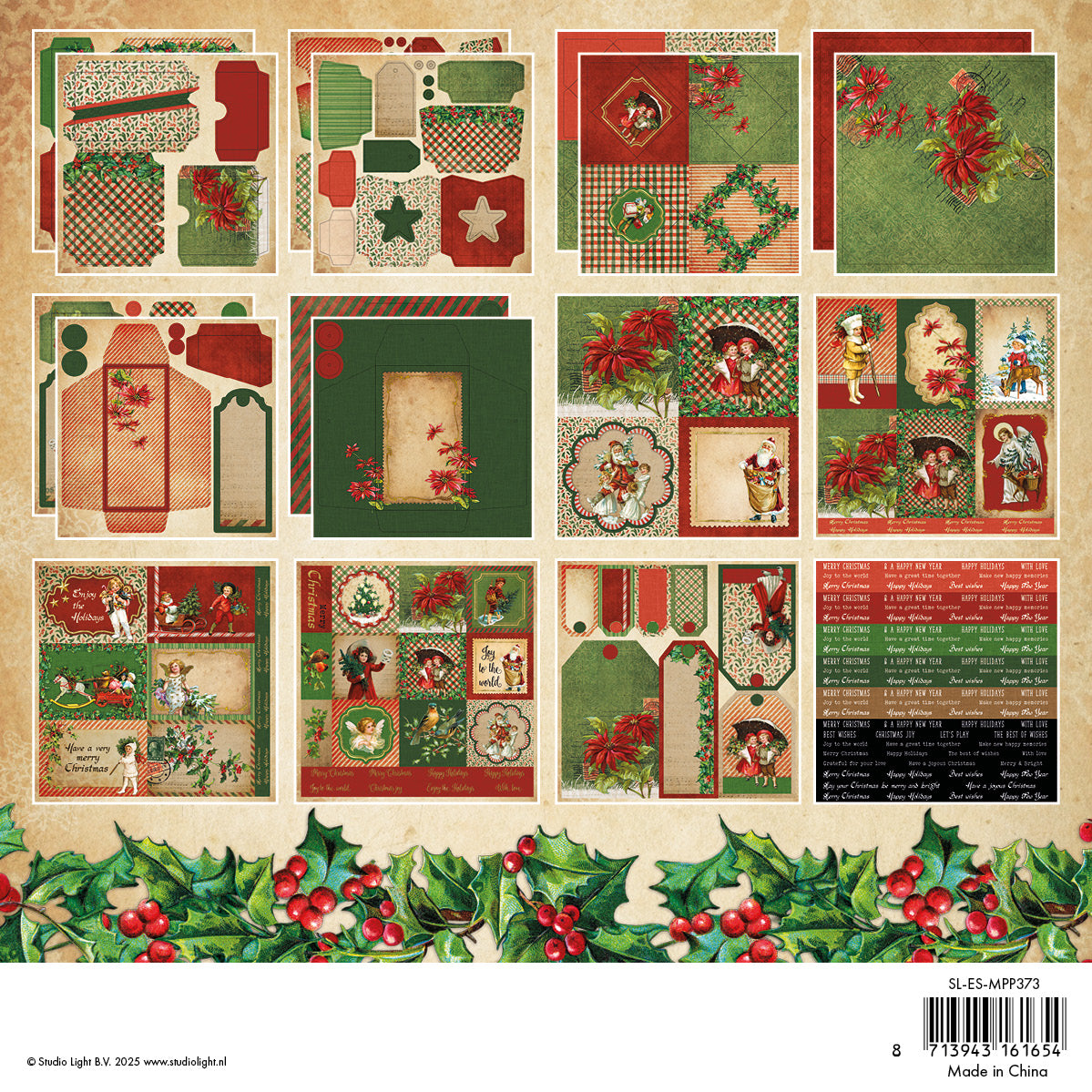 SL Bloc de papier mélangé - Essentiels de Noël vintage - 36 feuilles