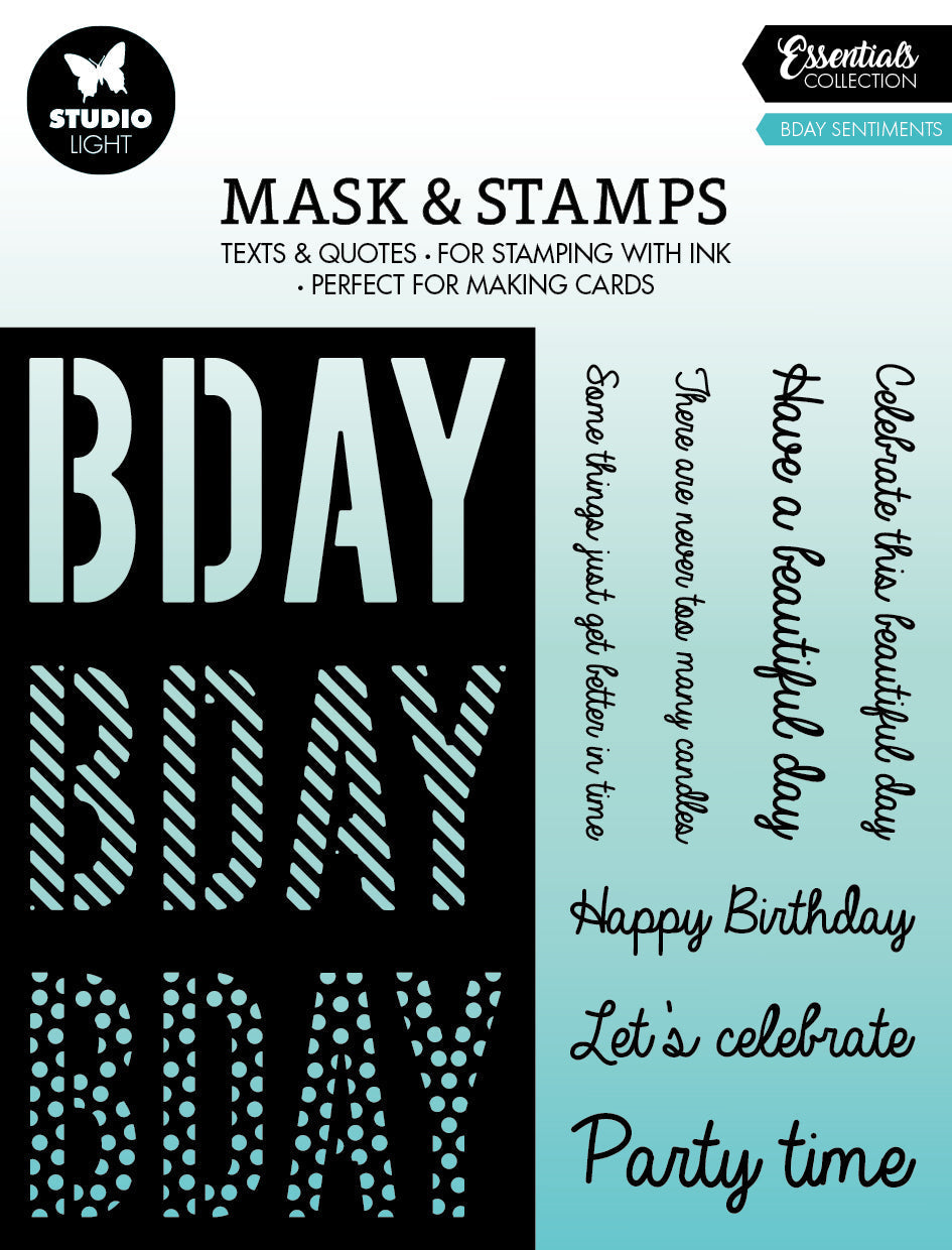 SL Masque & Tampon Sentiments d'anniversaire Essentiels 155x155x3mm 8 pièces nr.02