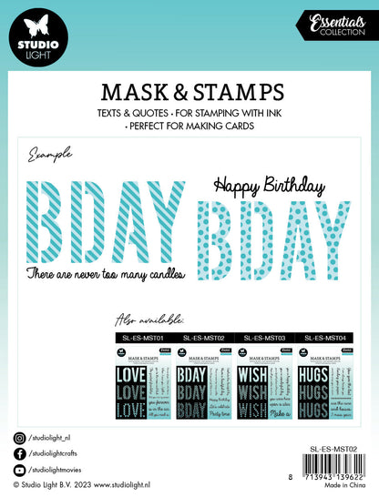 SL Masque & Tampon Sentiments d'anniversaire Essentiels 155x155x3mm 8 pièces nr.02