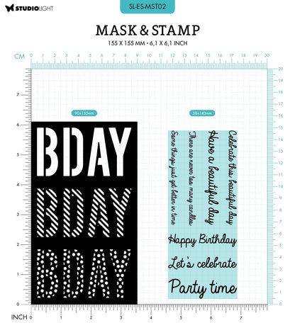SL Masque & Tampon Sentiments d'anniversaire Essentiels 155x155x3mm 8 pièces nr.02