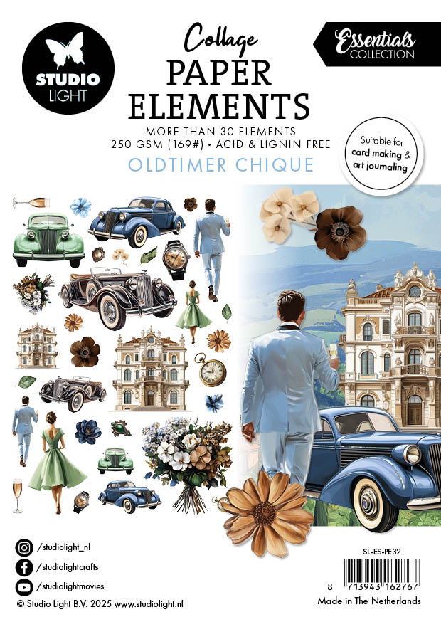 SL Éléments en Papier Vieux Chic Essentiels 34 Pièces