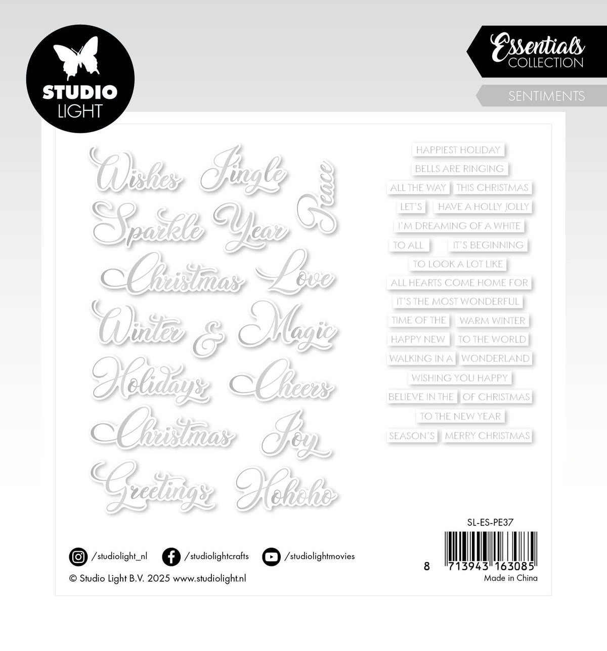 SL Paper Elements Silver Sentiments Classiques Essentiels 40 Pièces