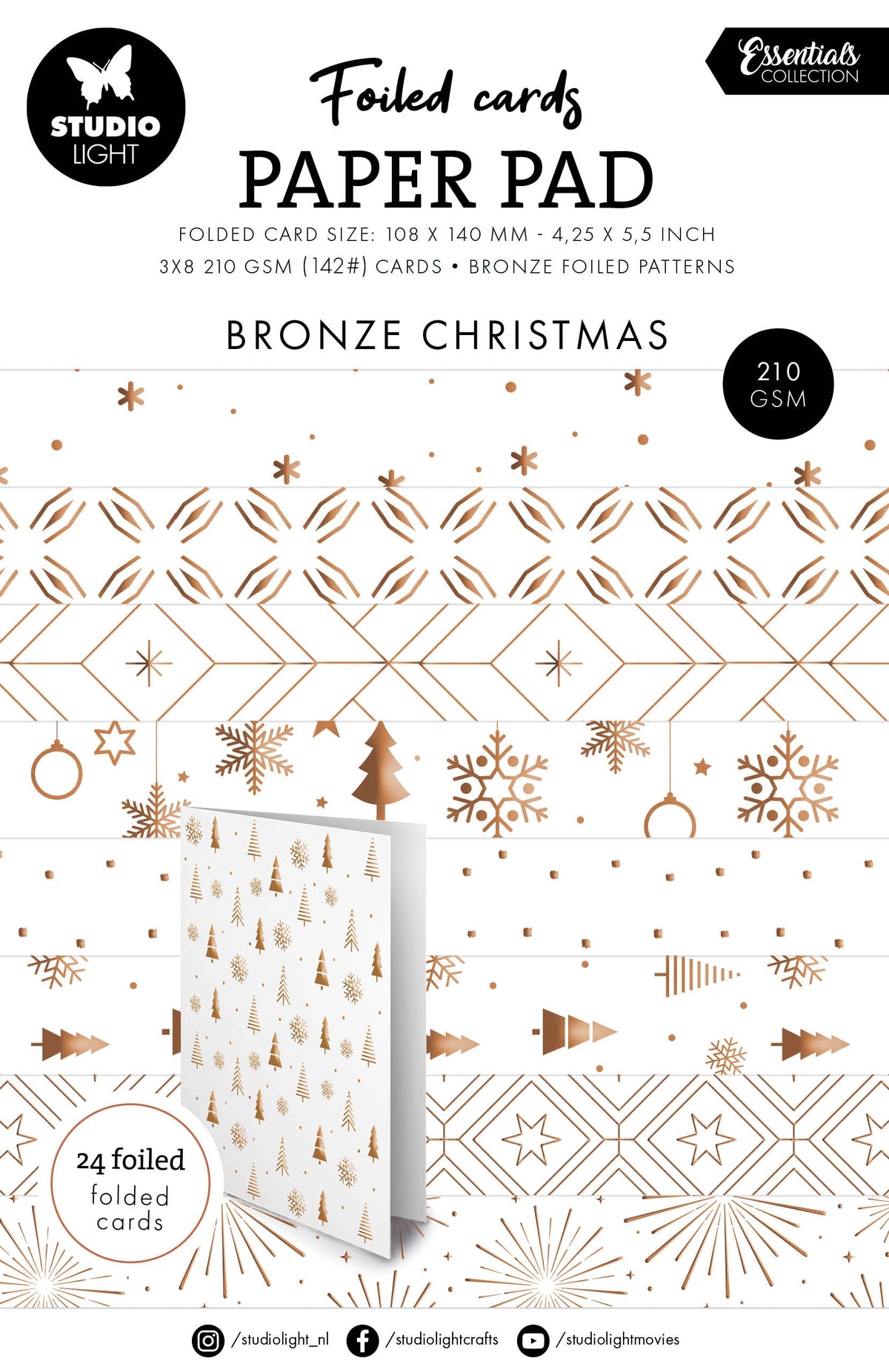 SL Cartes effet aluminium motifs bronze essentiels 24 feuilles