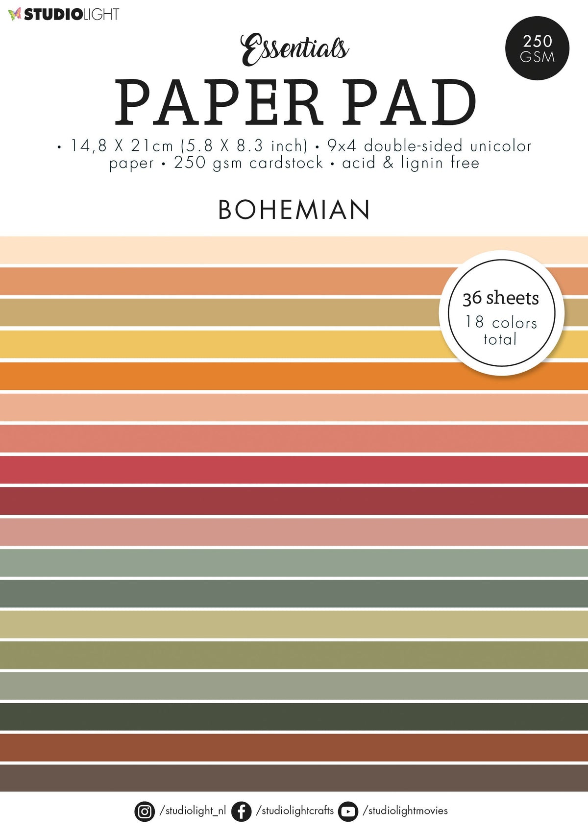 Bloc de papier SL Couleurs unies Bohemian Essentials 210x148x9mm 36 feuilles n°90